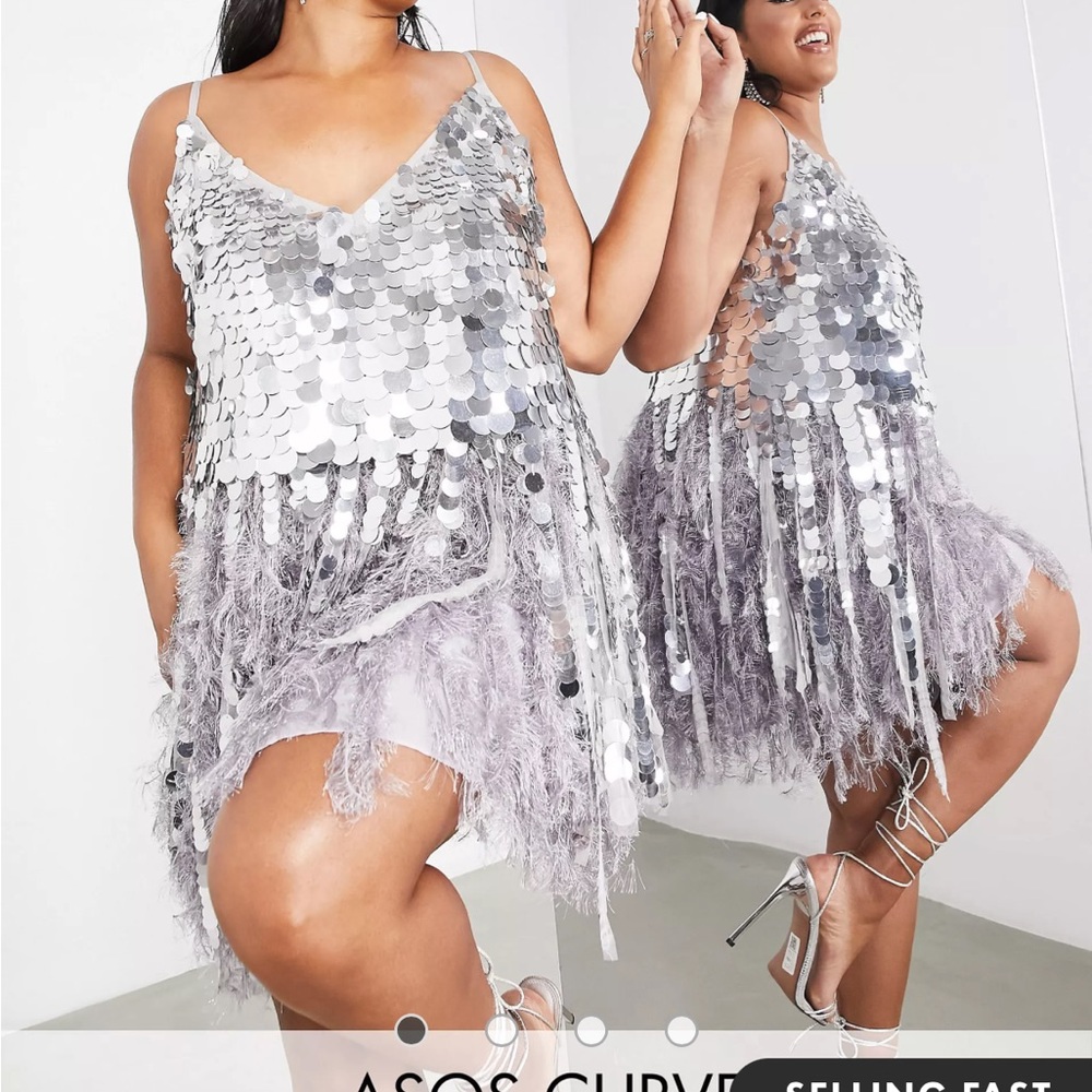 ASOS Curve Silver Sequin Dress